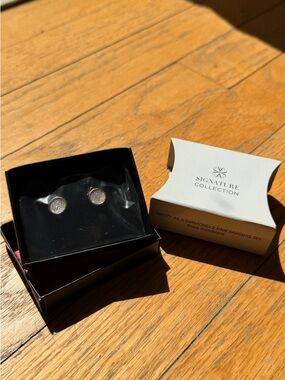 Signature Collection Rose Goldtone Sparkle Round Stud Earrings